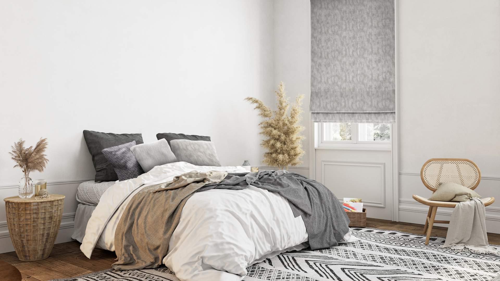 TS 2023 SURIN CHROME ROMAN BLIND BEDROOM 0